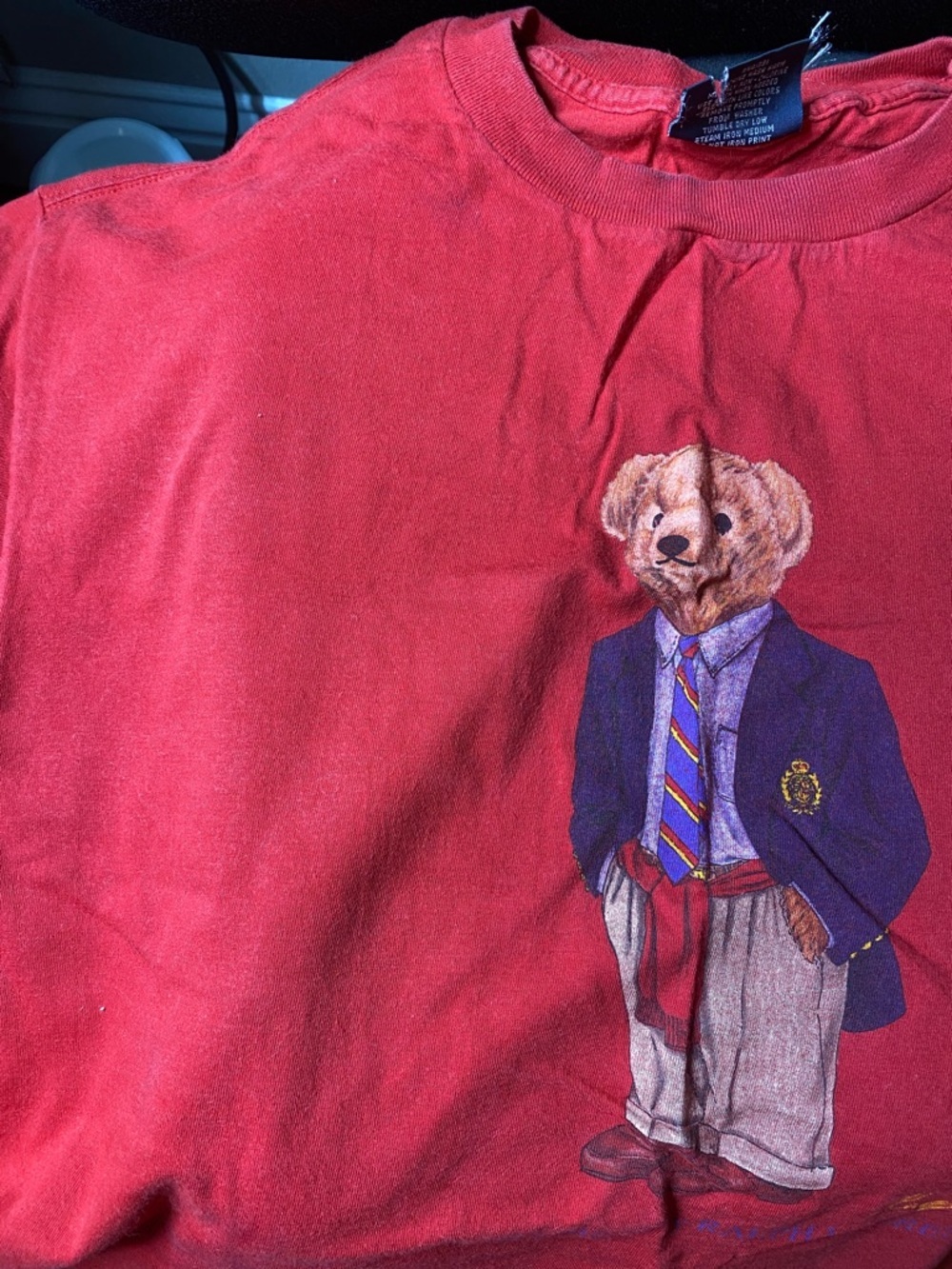 Vintage Polo Ralph Lauren Shirt Mens Large Polo Bear Made USA 90s Tee T-Shirt - Picture 13 of 14